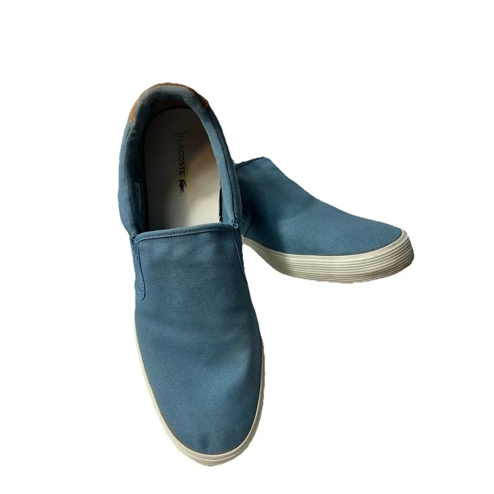 Lacoste Jouer‎ Slip On Blue Canvas Sneakers Mens 12 Coastal Minimalist Preppy
